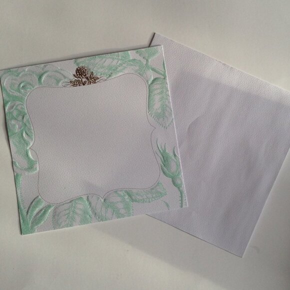 2 Boxes American Crafts Wedding Printable Invitations Green Embossed Stationary - Picture 4 of 8